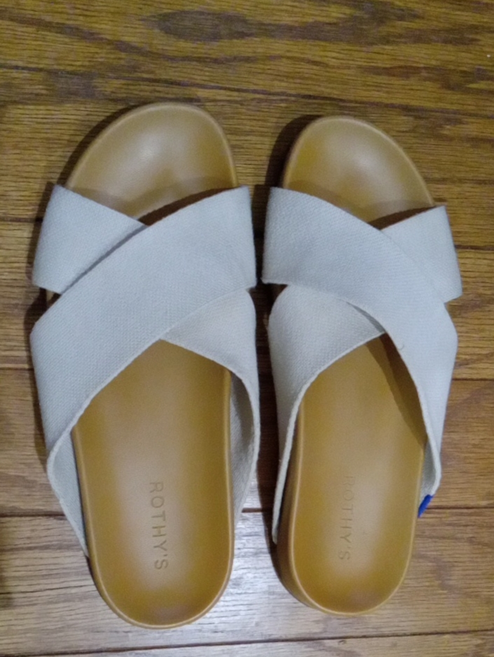 Rothy's Women 9 The Weekend Slide Sandal Oat Slip On Open Toe Comfort Hemp